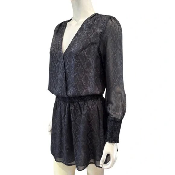 VERONICA M | Metallic Python Print Blouson Mini Dress (Size S) - Picture 6 of 7